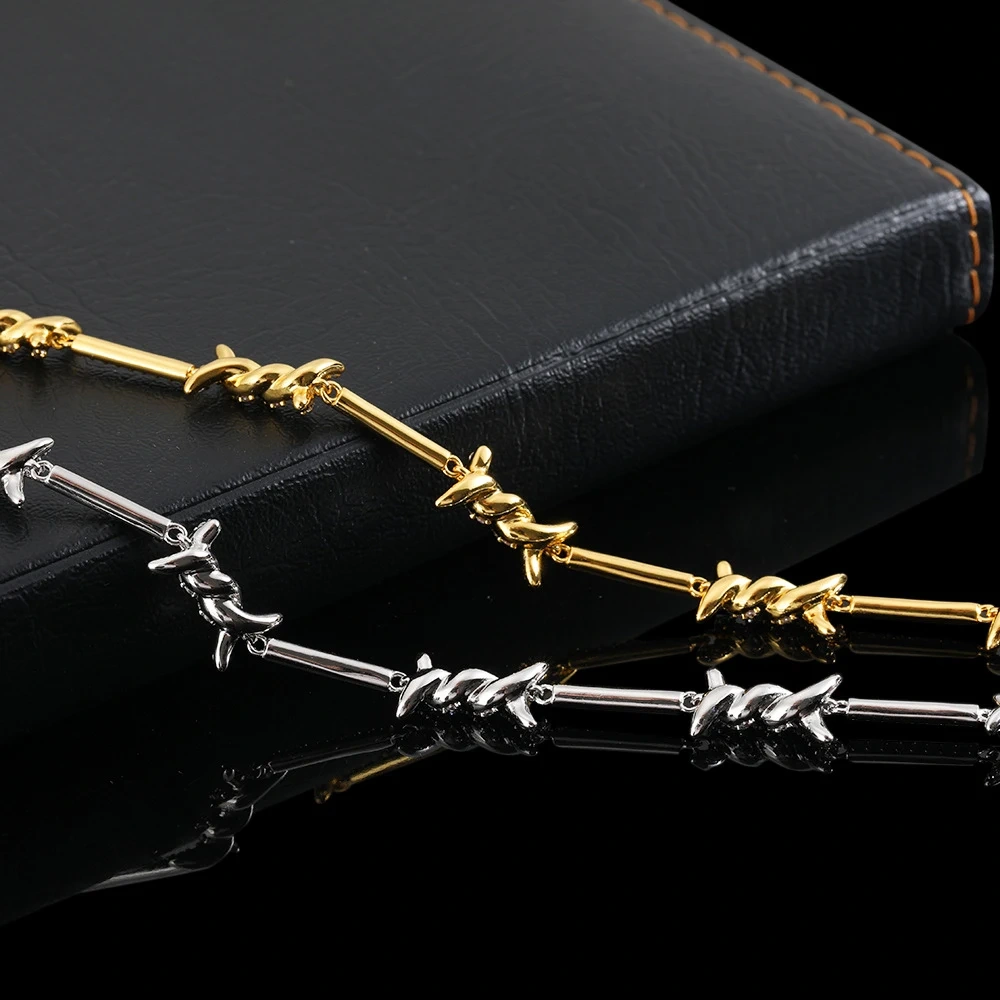 Fashion Women Bling Zircon Cz Necklace Hip Hop Iced Out Link Thorn Chain Choker Party Gift Drop Shipping