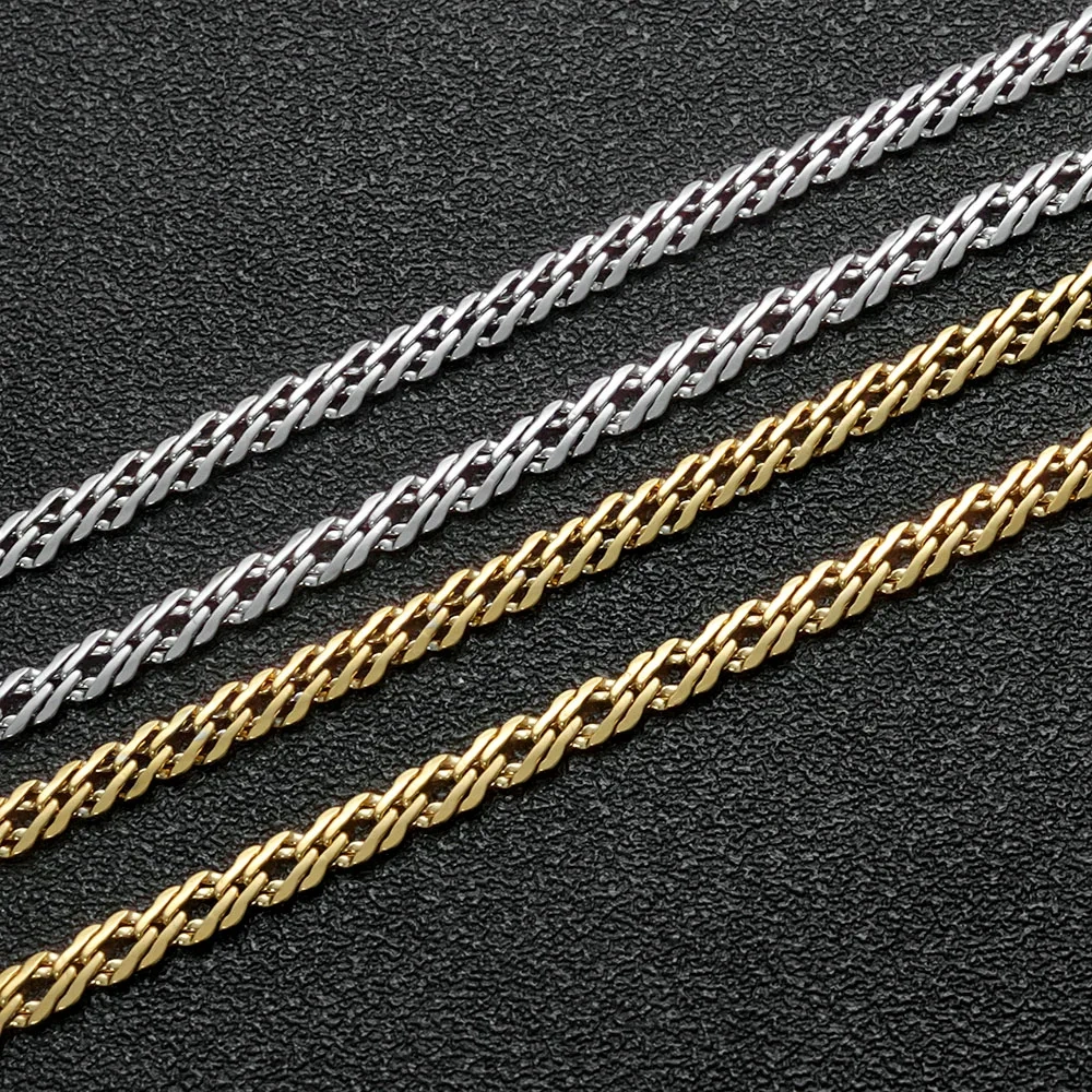 ESKEEM Hip Hop 4mm Stainless Steel Chain Necklace Steel Cuban Link Style Bling Fashion Jewelry