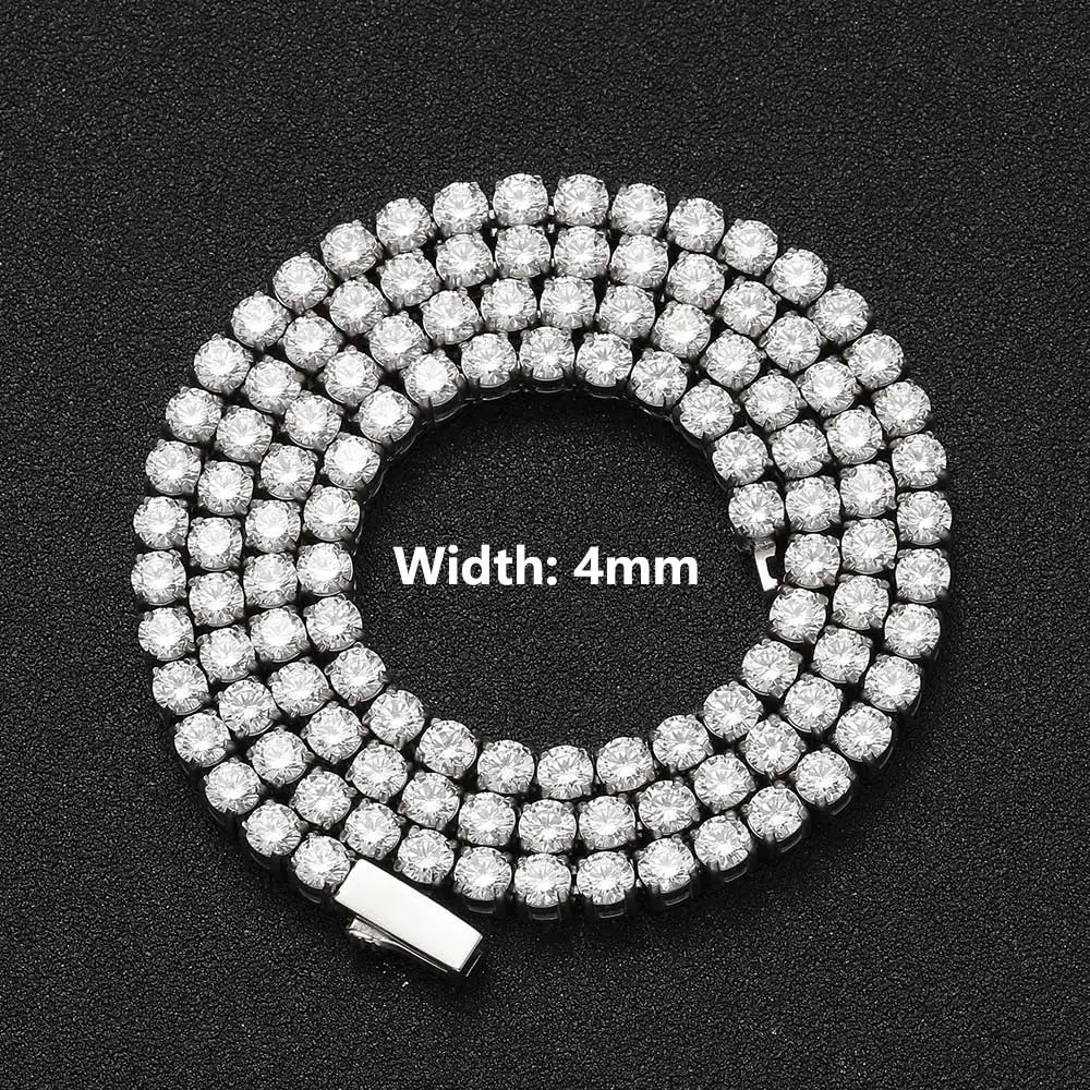 Hip hop Jewelry 4mm Zircon Chain Custom logo Stainless Steel  Iced Out Tennis Necklace For Women Drop Shipping