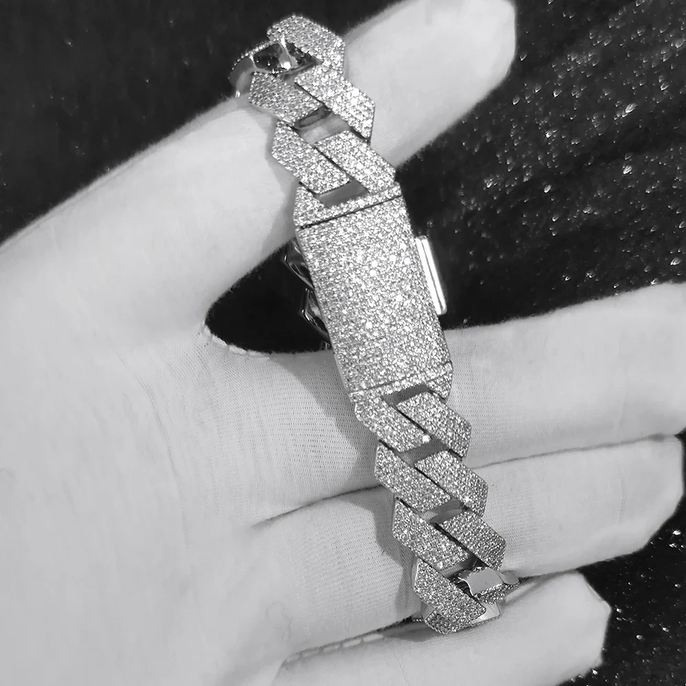 15mm 4 Rows CZ iced cuban link chain Box Buckle luxury man hip hop necklace bling full diamond miami cuban link chain Jewelry