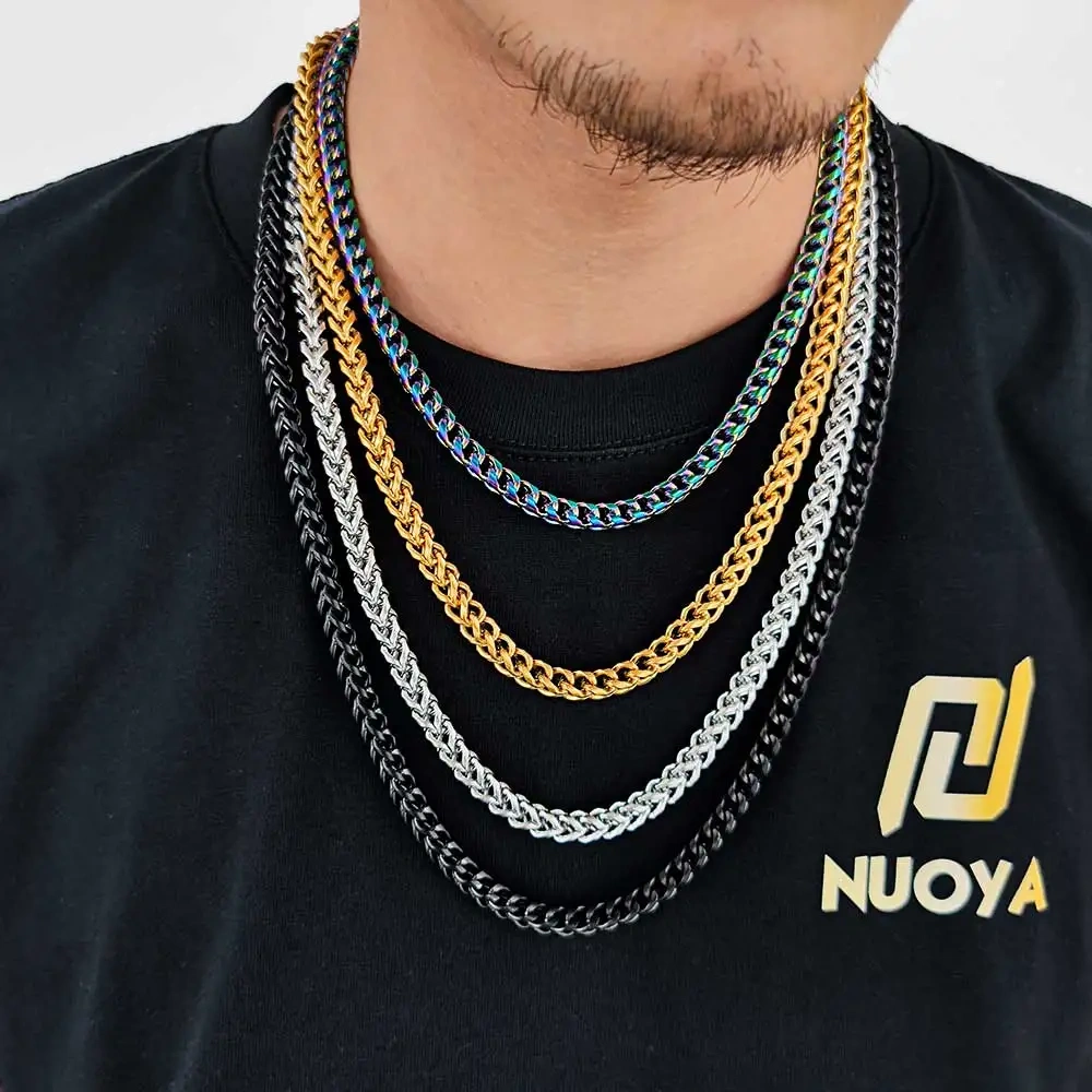 Hip Hop Jewelry PVD Plated Mens 6mm Stainless Steel Franco Rope Chain Necklace 16-26“ For Men Women Gift