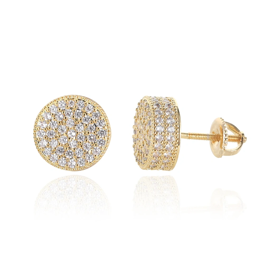 Hip Hop Jewelry Iced Out 3A Zircon Dollar Sign Plated High Quality Stud Earrings For Women