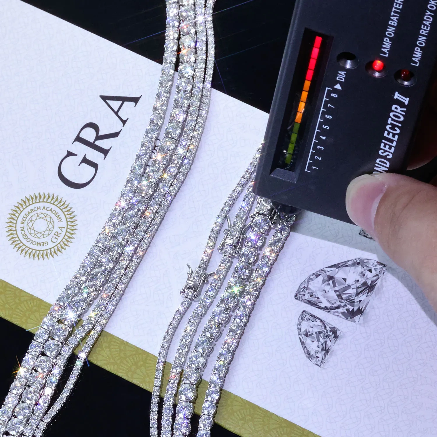 ESKEEM Moissanite Tennis Chain Necklace 925 Silver Iced Out VVS Pass Diamond Tester 2/3/4/5mm Tennis Chain Fine Jewelry
