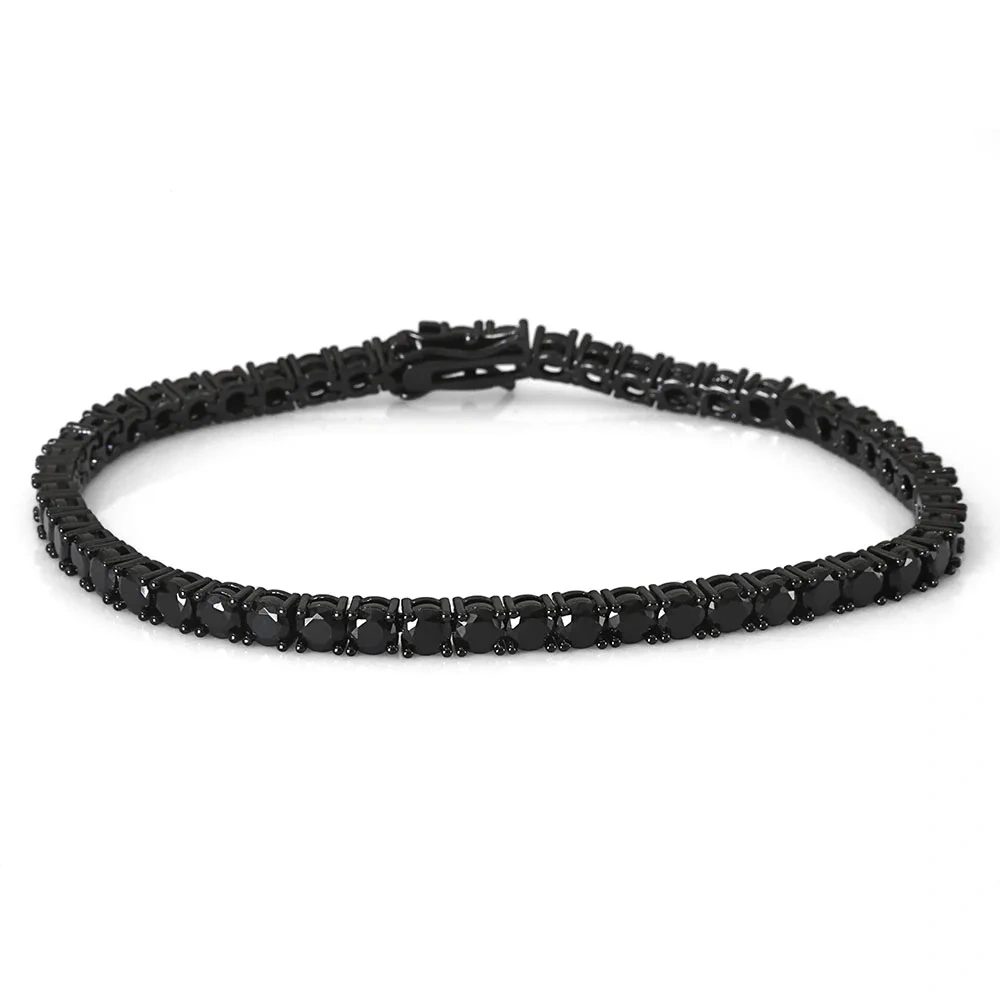 ESKEEM Wholesale Black CZ Tennis Chain Hip Hop Jewelry Black Plated Iced Out Tennis Bracelet Necklace Men Women