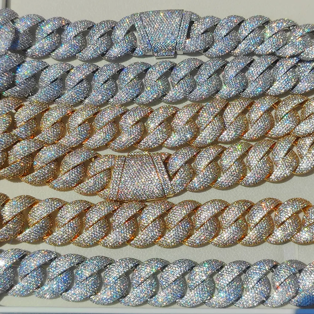 Hip Hop 22mm Cuban Link Chain Full Iced Out Zircon 6 Rows Stone Heavy And Thick Cuban Necklace Men's Gift Jewelry Drop Shipping