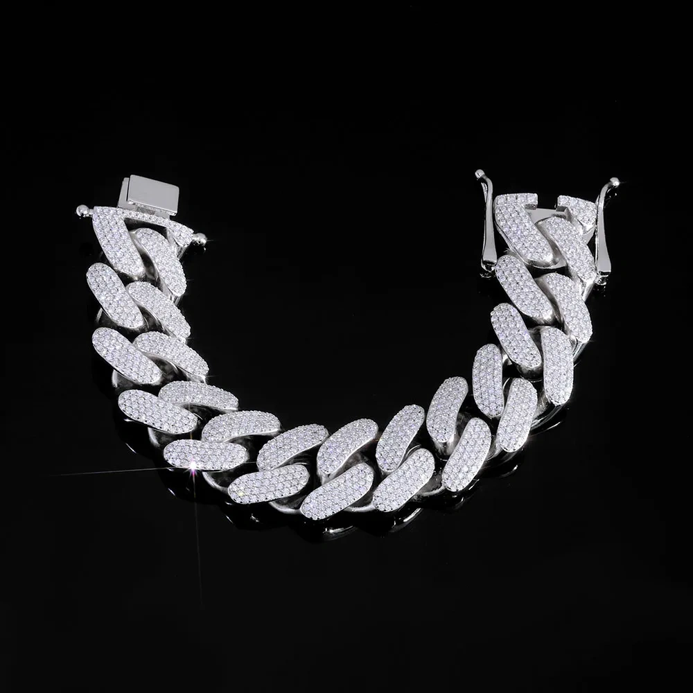 ESKEEM 22mm 4 Rows Cubic Zirconia Cuban Link Chain Big Heavy Iced Out Necklace Bracelet Mens Hip Hop Jewelry