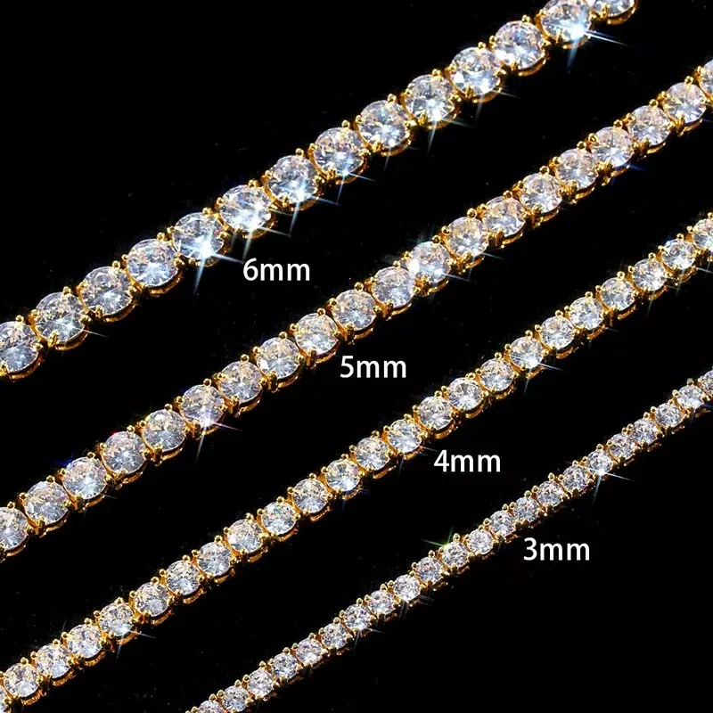 Drop Shipping Hip Hop Bling CZ Cubic Zirconia Iced Out Tennis Bracelet For Women 3/4/5/6mm Width 1Row Tennis Bracelet