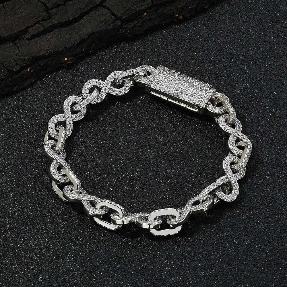 Fine Jewelry 6mm Infinity Necklace Women Bling Iced Out 8-character Cuban link Chain Hip hop Party Gift For Her ﻿
