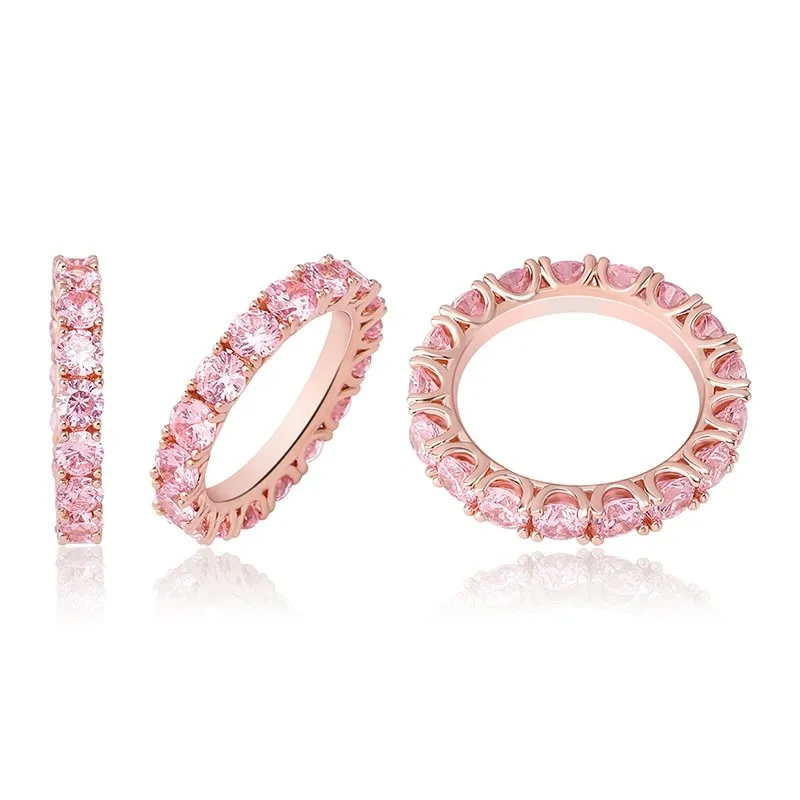 Hip Hop Rock Jewelry 4mm Iced Out Cubic Zirconia Single Row Cocktail Rings For Women Party Birthday Gift