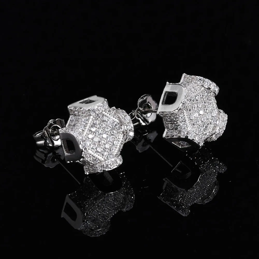 ESKEEM Fine Jewelry 12mm Iced Out Diamond VVS Moissanite Earrings Men 925 Sterling Silver Stud Earrings Women Jewelry