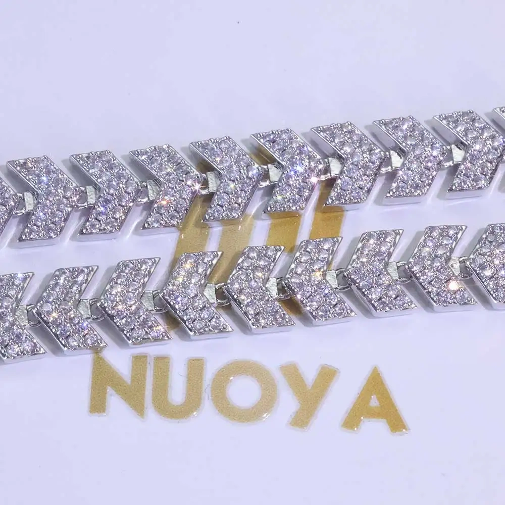 ESKEEM Durable 8MM Cuban Link Chain Gold Plated Arrow Design Full Iced Out Cubic Zircon Bracelet Micro Pave Hip Hop Jewelry Gift