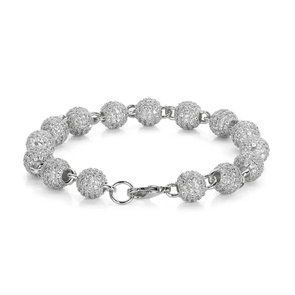 ESKEEM 8mm Ball Shape Link Chain For Women Accessories Iced Out Chain Micro Pave Cz Jewelry Full Diamond Round Bead Necklac