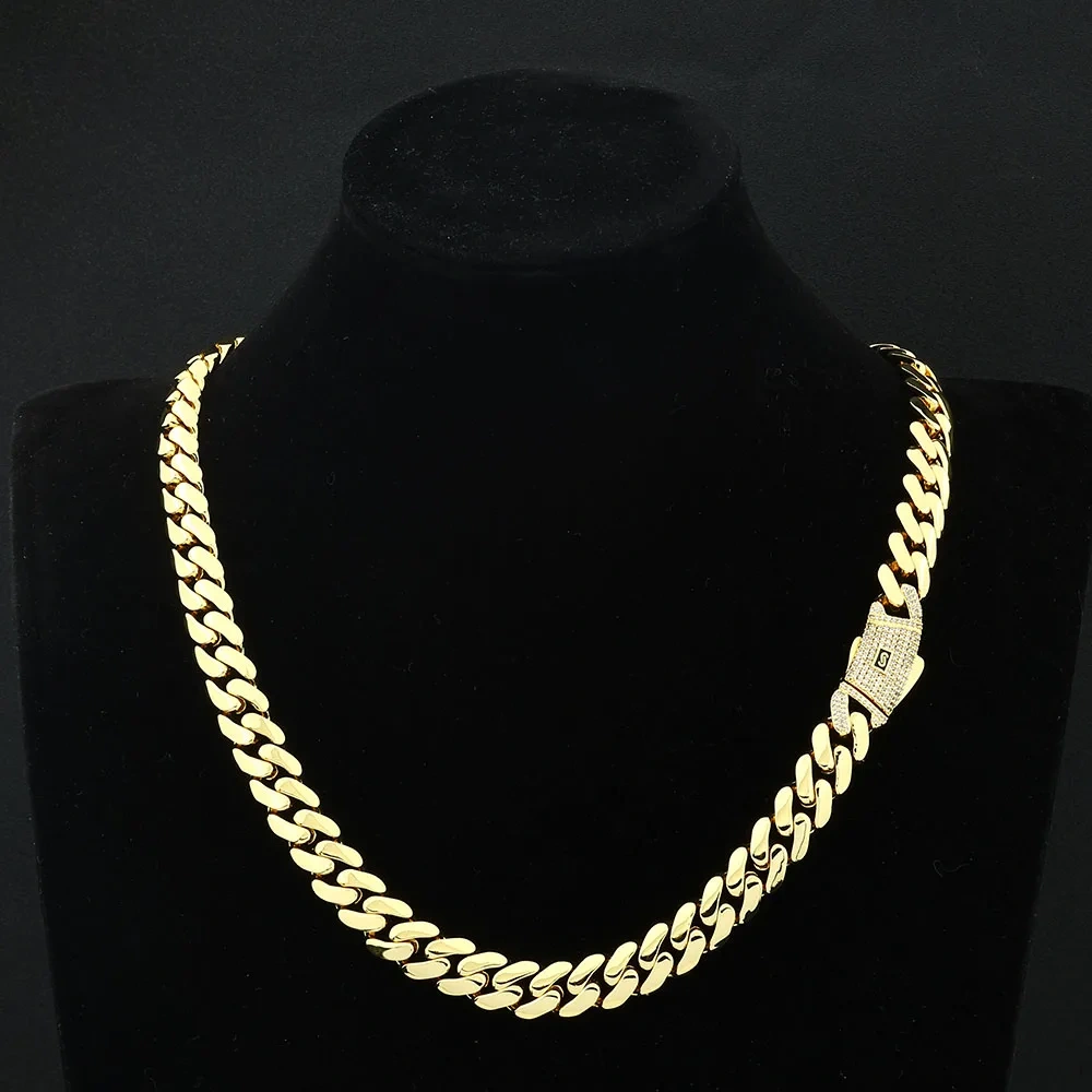 ESKEEM 12/15/20MM 14K Gold Plated Necklace High Quality Monaco Chain Trendy Unique Design Various Sizes Available