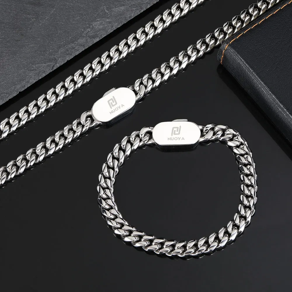 6/8/10/12MM Hip Hop Jewelry Luxurious Miami Stainless Steel Necklace For Men Free Custom Logo Cuban Link Chain