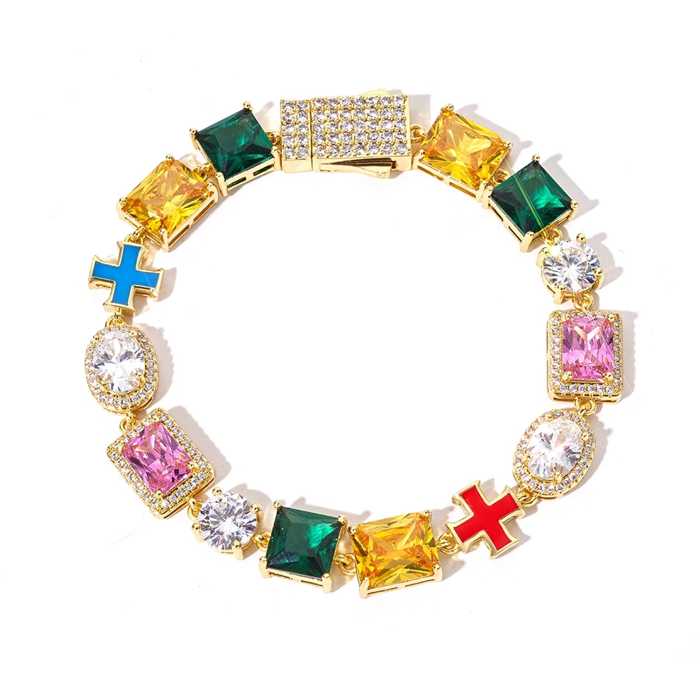ESKEEM Iced Out Multi Gemstone Necklaces for Women Men Mixed Shape Colorful Gems Collection Necklace Fashion Hip Hop Jewelry ﻿