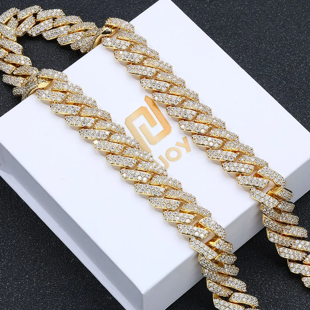 15mm Zircon Prong Cuban Link Chain Women Choker Cubic Zircon Luxury Bling CZ Iced Out Necklace Hiphop Men Jewelry