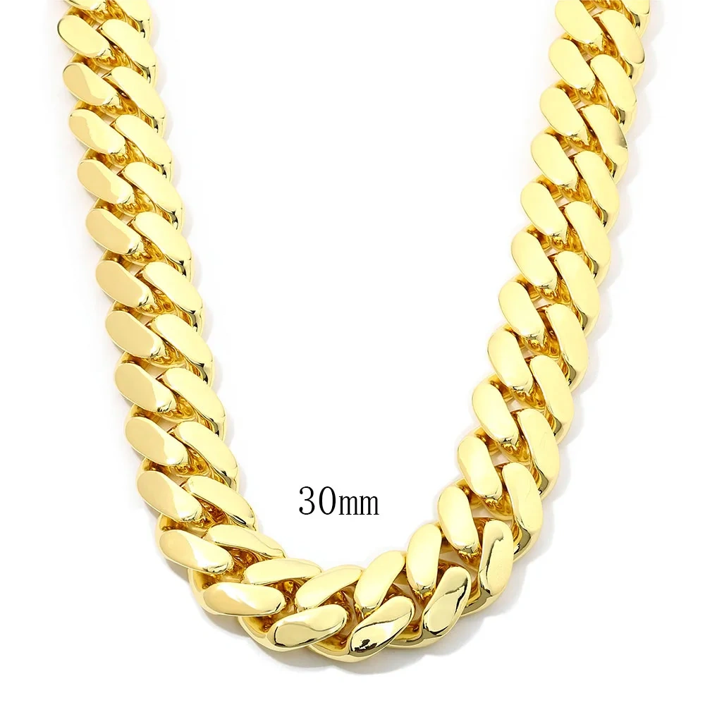 ESKEEM Hip Hop Jewelry 30mm/40mm Chunky Cuban Link Chain Necklace Personalized Custom 18K Gold Plated Smooth Cuban Chain for Men