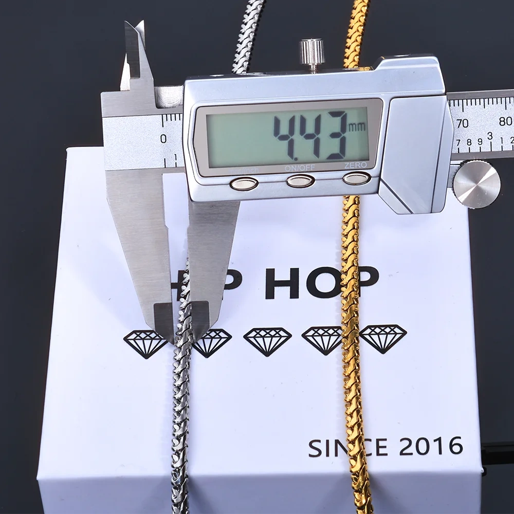 Hip Hop Luxury Stainless Steel 4mm Cuban Link Chain Necklace PVD 18K Gold Plated Chain Jewelry