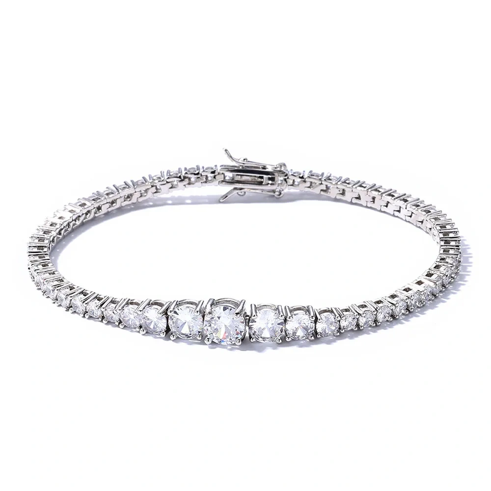 ESKEEM New Style Iced Out Jewelry Bling Diamond Tennis Chain Gold Silver Round Cubic Zirconia Tennis Chain Bracelet