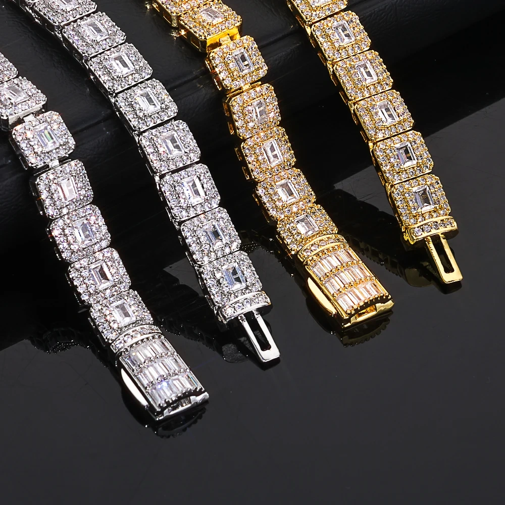 ESKEEM Women's Hip Hop Tennis Chain Bracelet Iced Out Baguette Round Cut Cubic Zirconia Stone Fine Jewelry