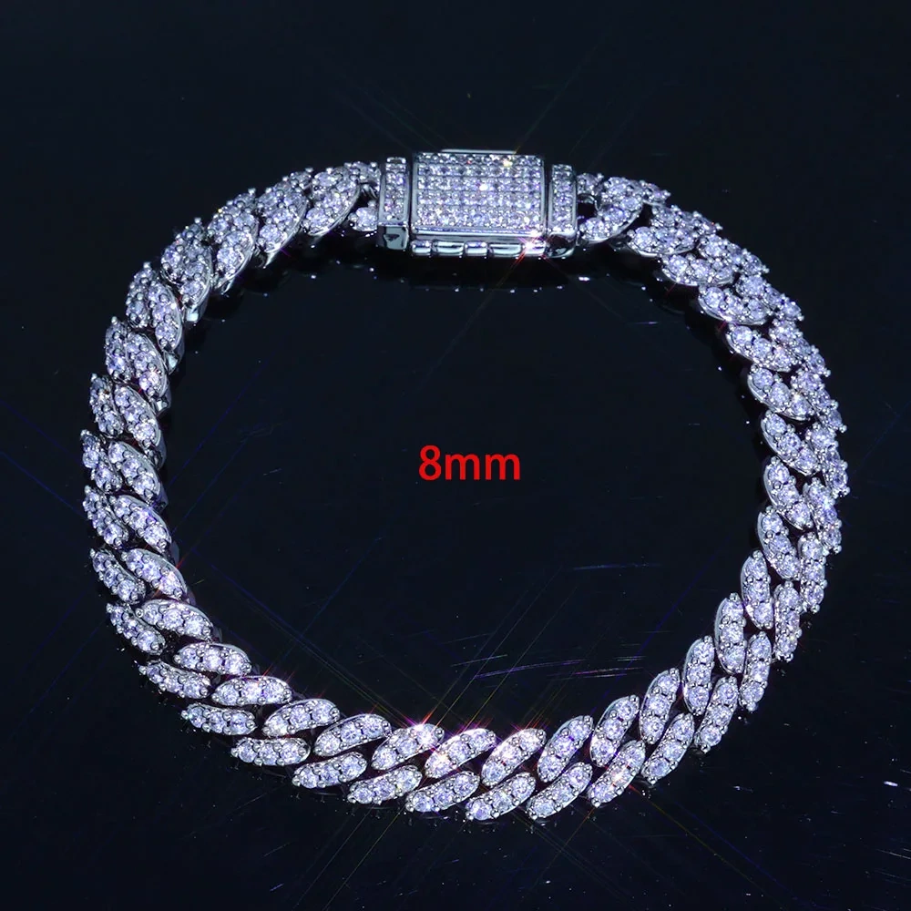 Hip Hop Luxury 6/8mm Cubic Zirconia Necklace Jewelry Women Iced Out Miami Prong 1 Row Cuban Link Chain Necklace
