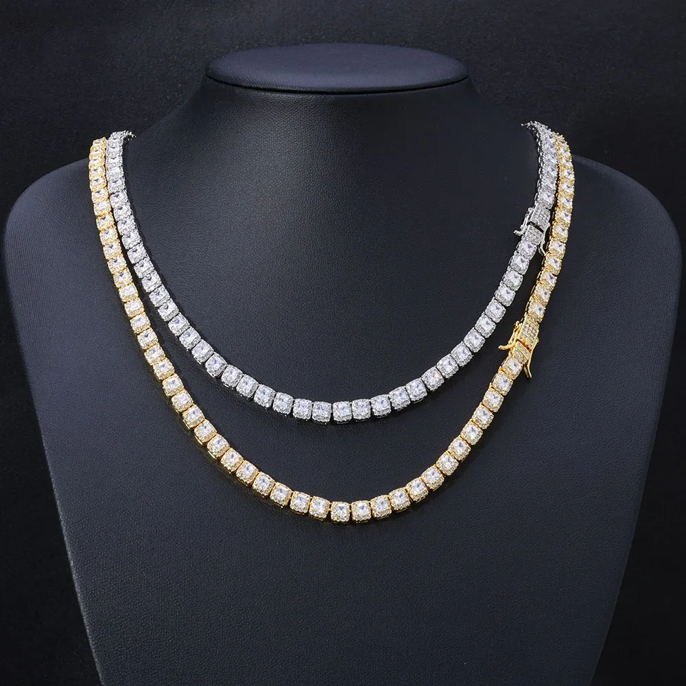Women's 5mm Full Diamond Cuban Chain Hip Hop Rock Sugar Chain Personalized Splicing CZ Bling Tennis Chain Valentine's Day Gift