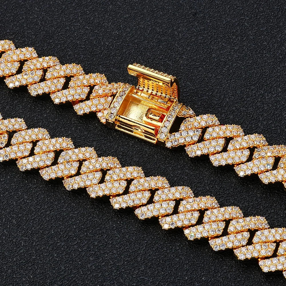 14mm Bling Iced Out Cuban Zirconia Cuban Miami Prong Link For Women Men Hip Hop Street Bracelets Jewelry