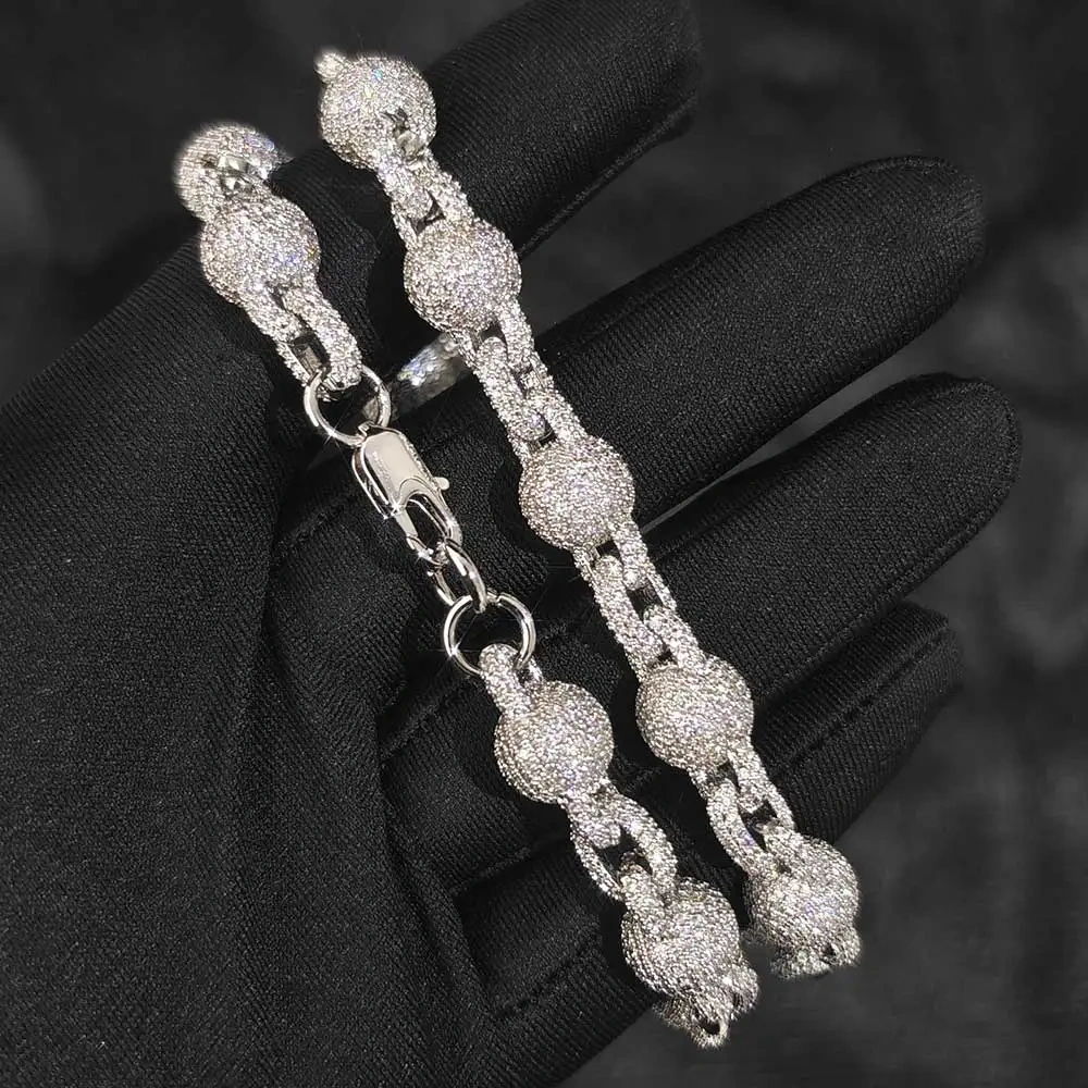 Hip Hop Jewelry 10.5MM Necklace Chain For Women Accessories Iced Out Chain Micro Pave Cz Jewelry Big Round Bead Choker