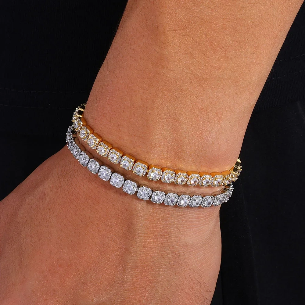 ESKEEM Fashion Jewelry 5mm Iced Tennis Bracelet White Gold Round Cut Diamond Inlaid 5A Zircon Women's Bracelet ﻿ ﻿
