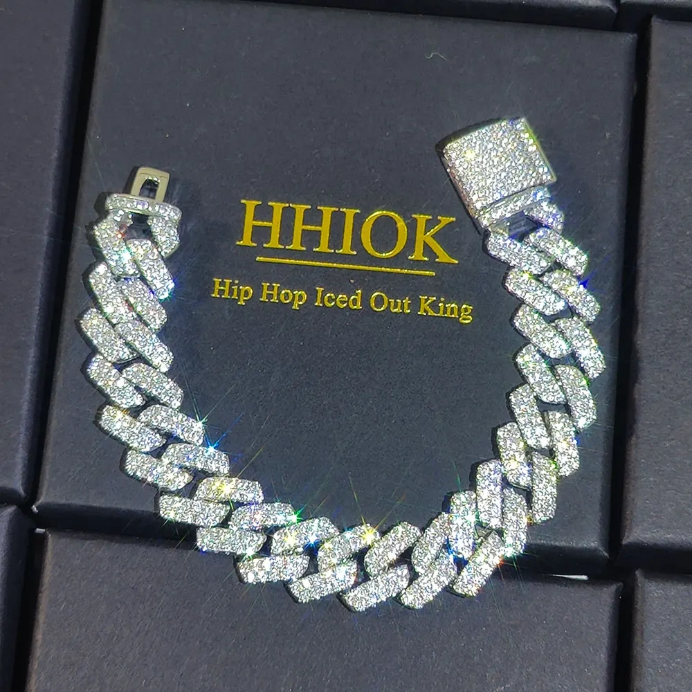 Hip Hop 925 Sterling Silver Cuban Link Necklace 10/12/14/15/20mm Iced Out Diamond Cuban Link Choker Chain Gift For Men Not Fade