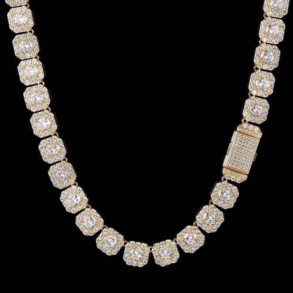 Pendientes 2024 Tendencia Hip Hop Clustered Tennis Chain for Men Iced Out Zircon Necklace Rapper Rock Jewelry