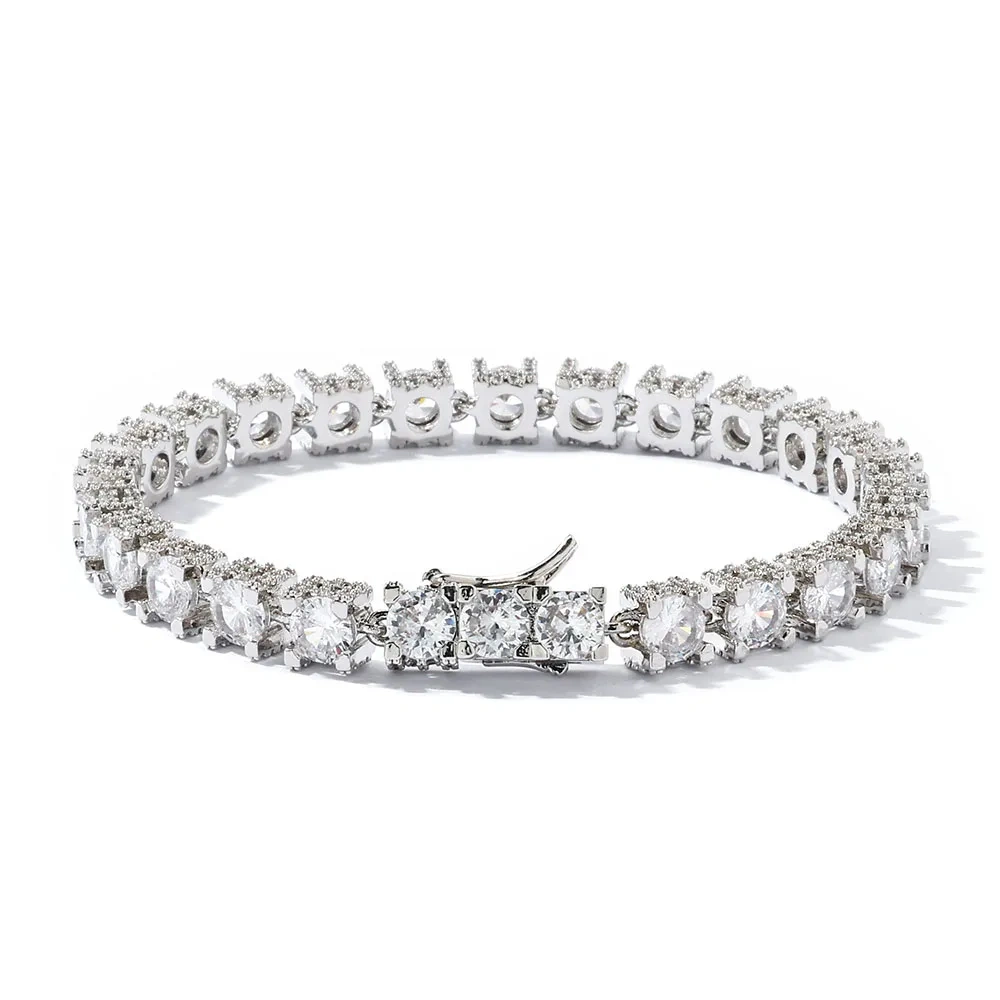 Hip Hop Jewelry Sparkly 6mm Tennis Chain Side Studded With Diamond Iced 5mm-Zircon Clasp Locker Tennis Necklace