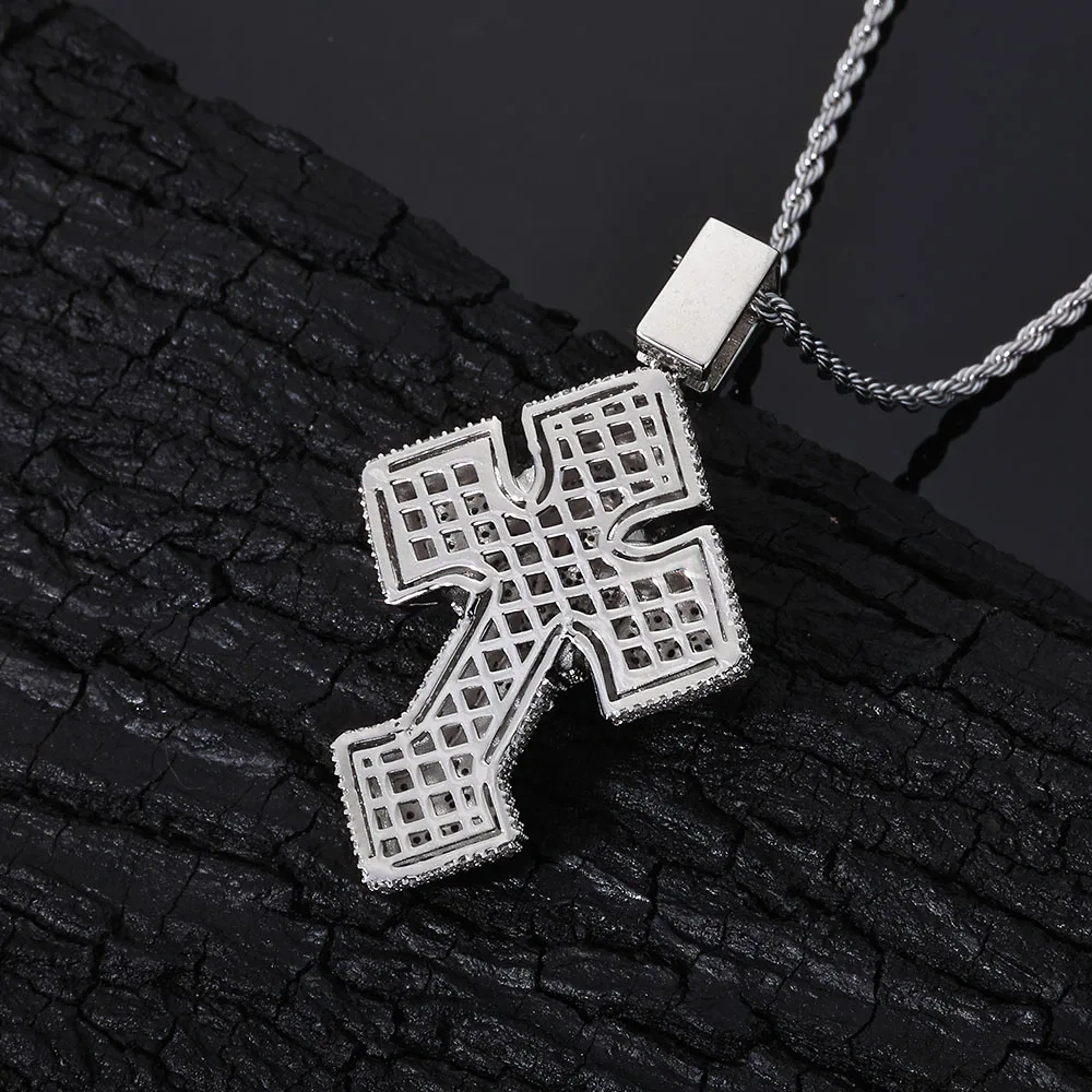ESKEEM Micro Paved Barbed Wire Iced Jesus Cross Pendant Hip Hop Men Colorful Jesus Head with Vine Cross Charm Necklace