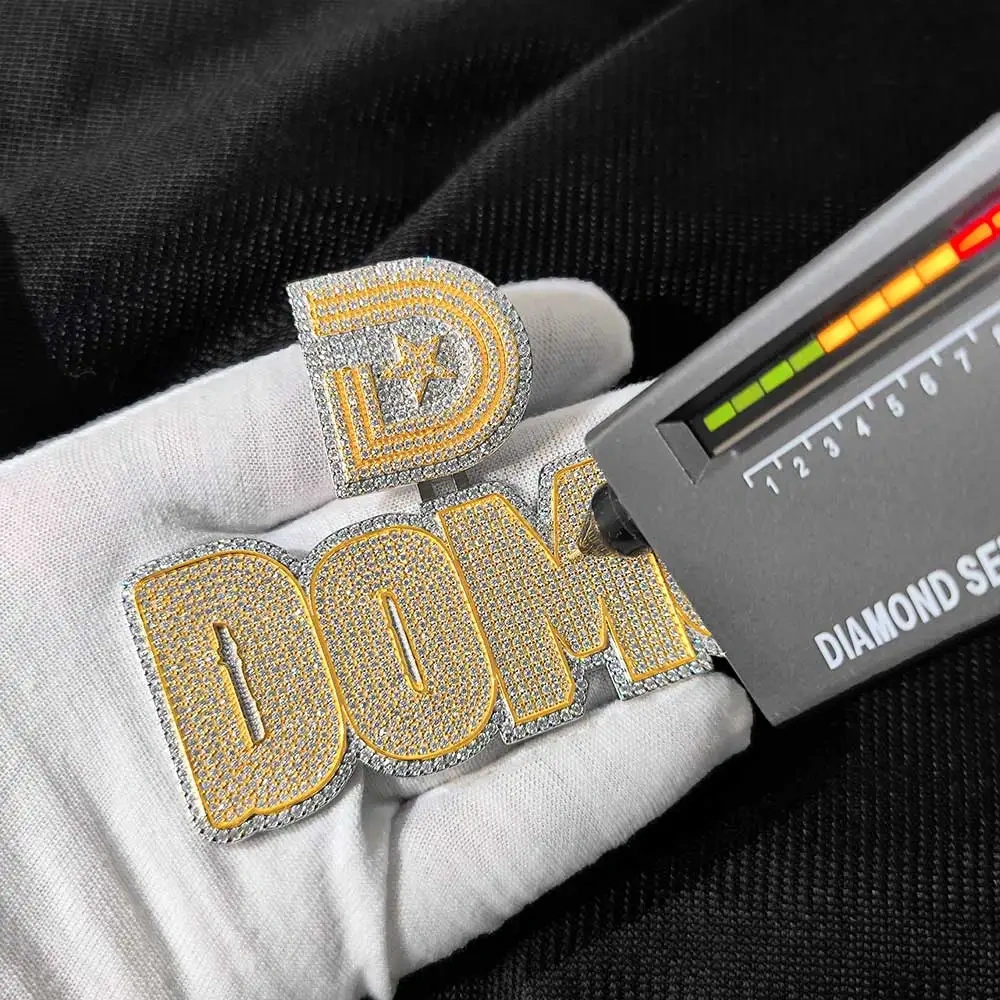 Hip Hop CAD Design Personalized Custom VVS Moissanite Pendant Necklace 925 Sterling Silver Custom Letter/Name Pendant Jewelry
