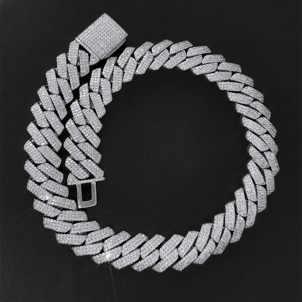 Hip Hop Jewelry 20mm Thick Cuban Link Chain Crystal Miami Gold Silver Two Color Iced Out CZ Cuban Chain Necklace