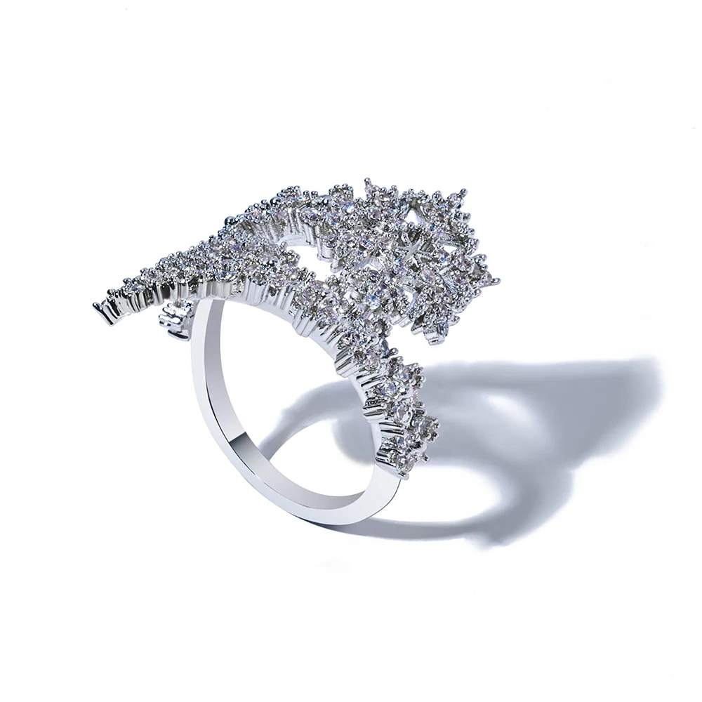 Winter Iced out Snowflakes Christmas Rings Sets Women's Fashion Jewelry for Anniversaries & Holidays
