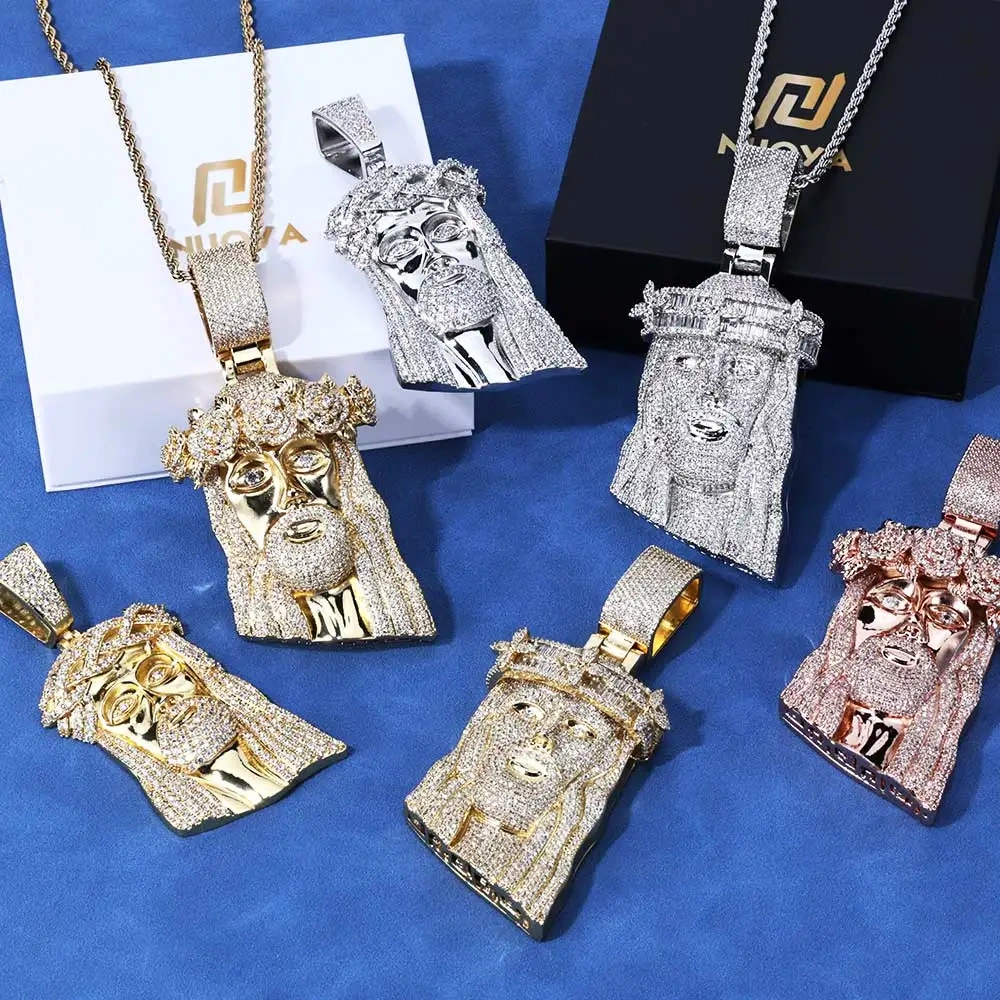 Hip Hop Style Bling Iced Out Diamond Jesus Pendant Jewelry Gold/Silver Plated Jesus Religious Christian Faith Pendant For Gift