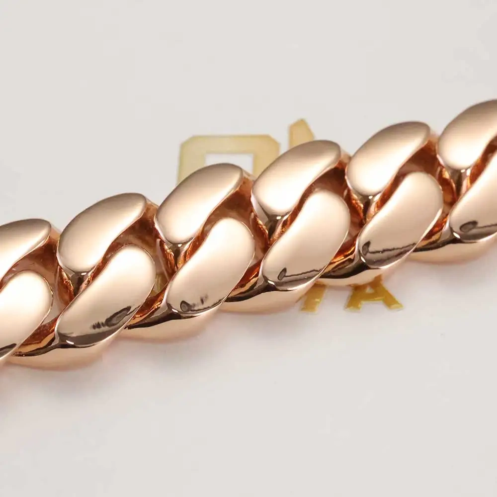 ESKEEM 22mm Rose Gold Plated Cuban Necklace High Polish Smooth Thick Cuban Link Chain Choker Hiphop Jewelry