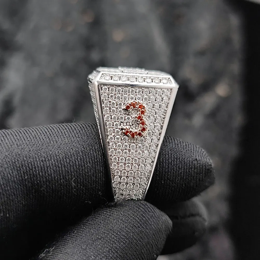 Hip Hop Jewelry Moissanite 925 Sterling Silver Rings Iced Out Diamond Personalized Custom Logo Letter Rings For Men Women