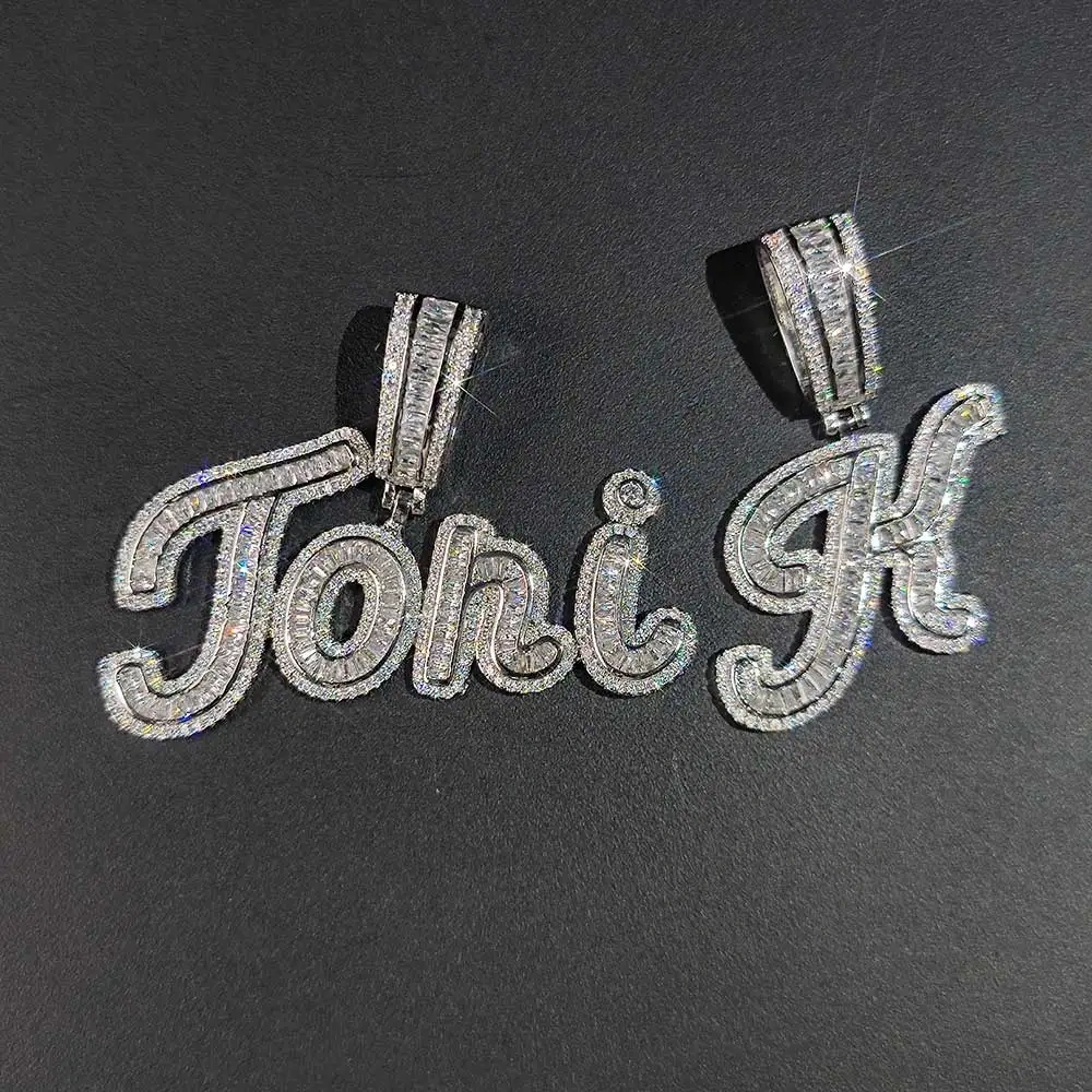 ESKEEM Iced Out Letter Initial Capitalizes Necklace Bling Jewelry Custom Name Pendant Hip Hop Jewelry