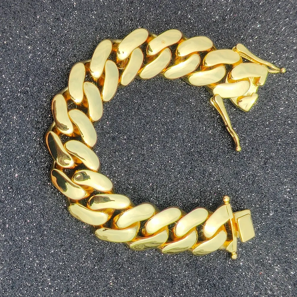 Men's 22mm Cuban Link Bracelet Hip Hop Heavy Brass Miami Cuban Link Chain Chunky Bracelet Jewelry For Boy Gift Drop Shipping