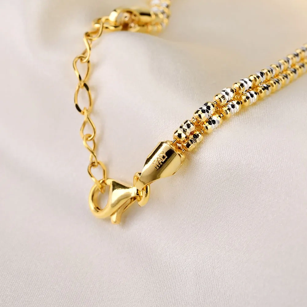Italian Craftsmanship S925 Pure Silver Diamond Cut Three Rows Pearl Separation Bracelet Adjustable Queen Style Jewelry ﻿