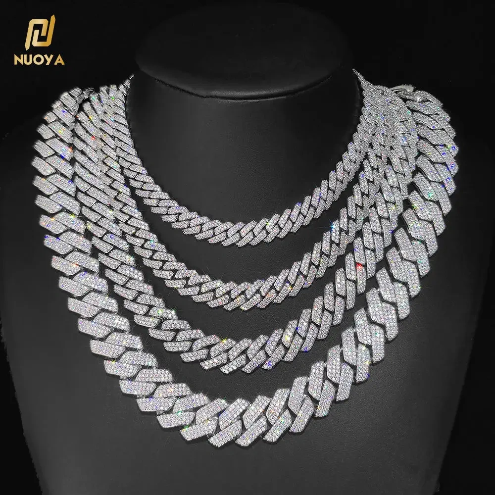 Drop Shipping Hip Hop Cuban Link Chain Necklace Silver/18k Gold Plated 10/12/14/15/20mm Iced Out Diamond CZ Gift for Him/Her