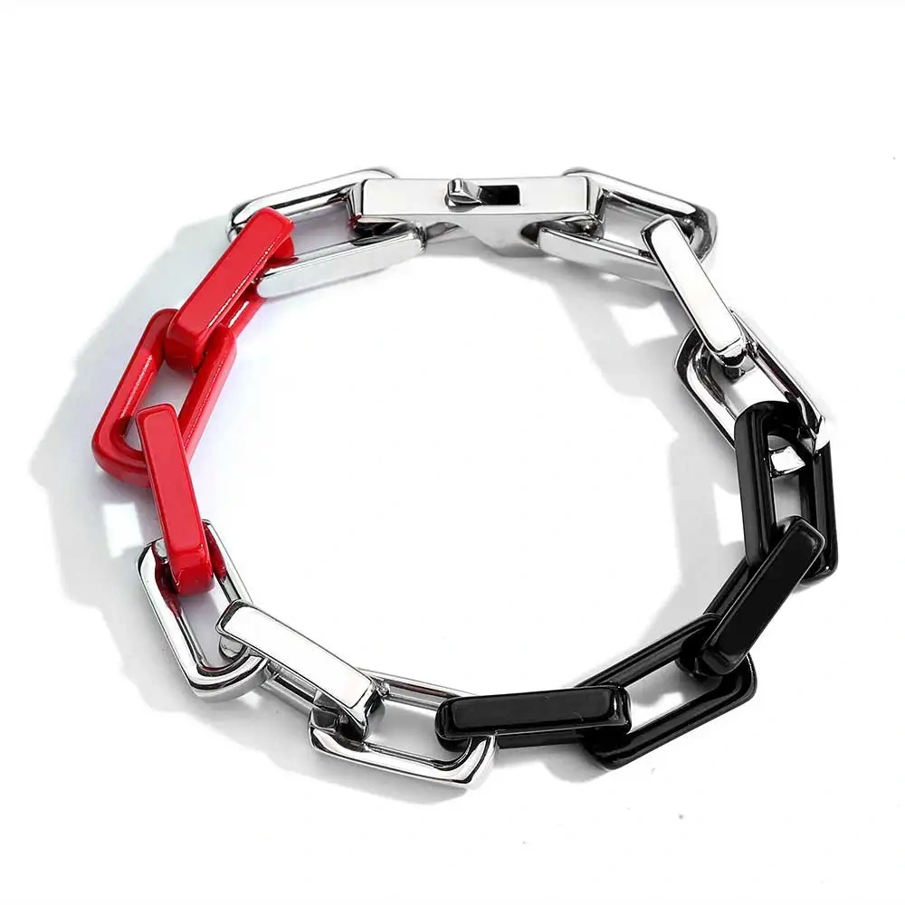 Popular Fashion Men's Stainless Steel Electroplated Jewelry Bracelet Custom Cool Square Cuban Chain Splicing Dazzling Bracelet