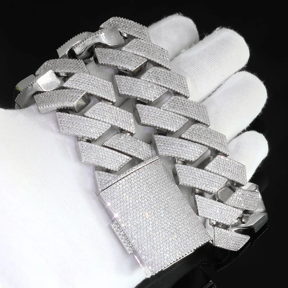 ESKEEM High Quality Heavy 7 Row Cubic Zirconia Cuban Link Chain Necklace 30mm Big Size Iced Out Hip Hop Jewelry for Men