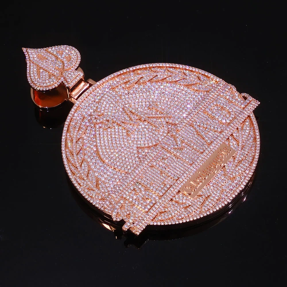 ESKEEM Personalized Custom Logo Hip Hop Pendant Bling Charm Iced Out Diamond Pendant Solid Silver Chain Rapper Jewelry Gifts