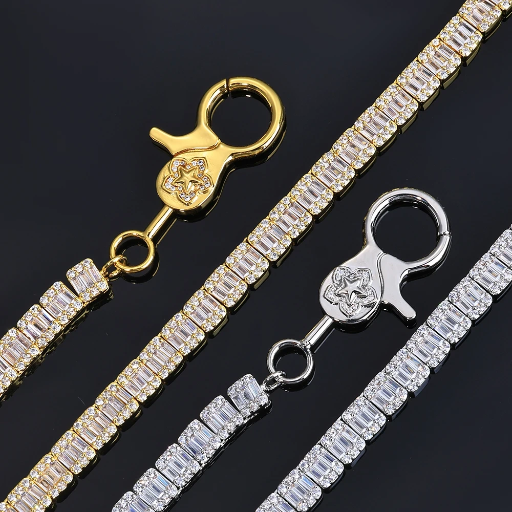 ESKEEM Punk Iced Cubic Zirconia Tennis Chain for Women Men Metal Wallet Jeans Link Key Waist Chain Jewelry