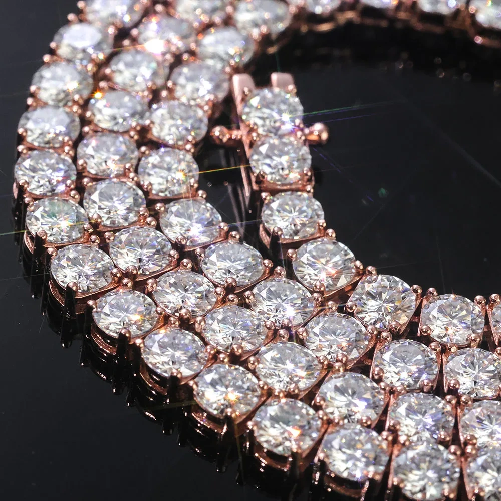 ESKEEM VVS Moissanite Tennis Bracelet Women Iced Out Round Brilliant Cut 925 Silver Rose Gold Plated Jewelry Gift for Party