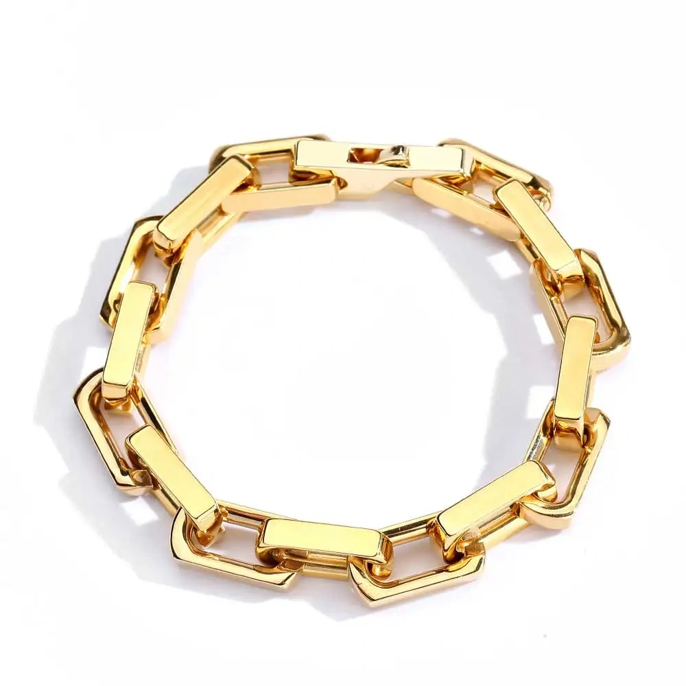 Popular Fashion Men's Stainless Steel Electroplated Jewelry Bracelet Custom Cool Square Cuban Chain Splicing Dazzling Bracelet