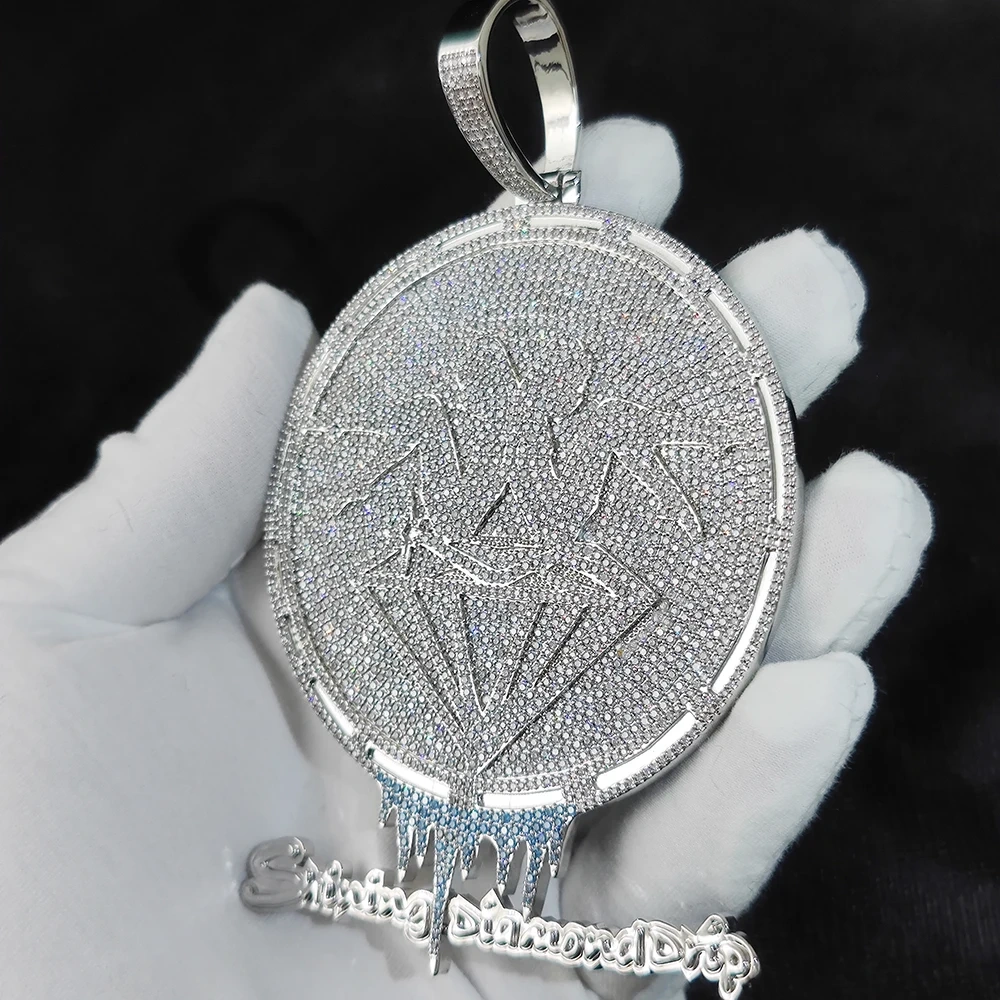 3Inch DIY Custom Name Logo Letter Pendant Fashion Mens 20mm Bail Pendants For Necklace Drop Of Water Hip Hop Jewelry  Women